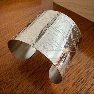 London Underground Engraved Silver Cuff Bracelet